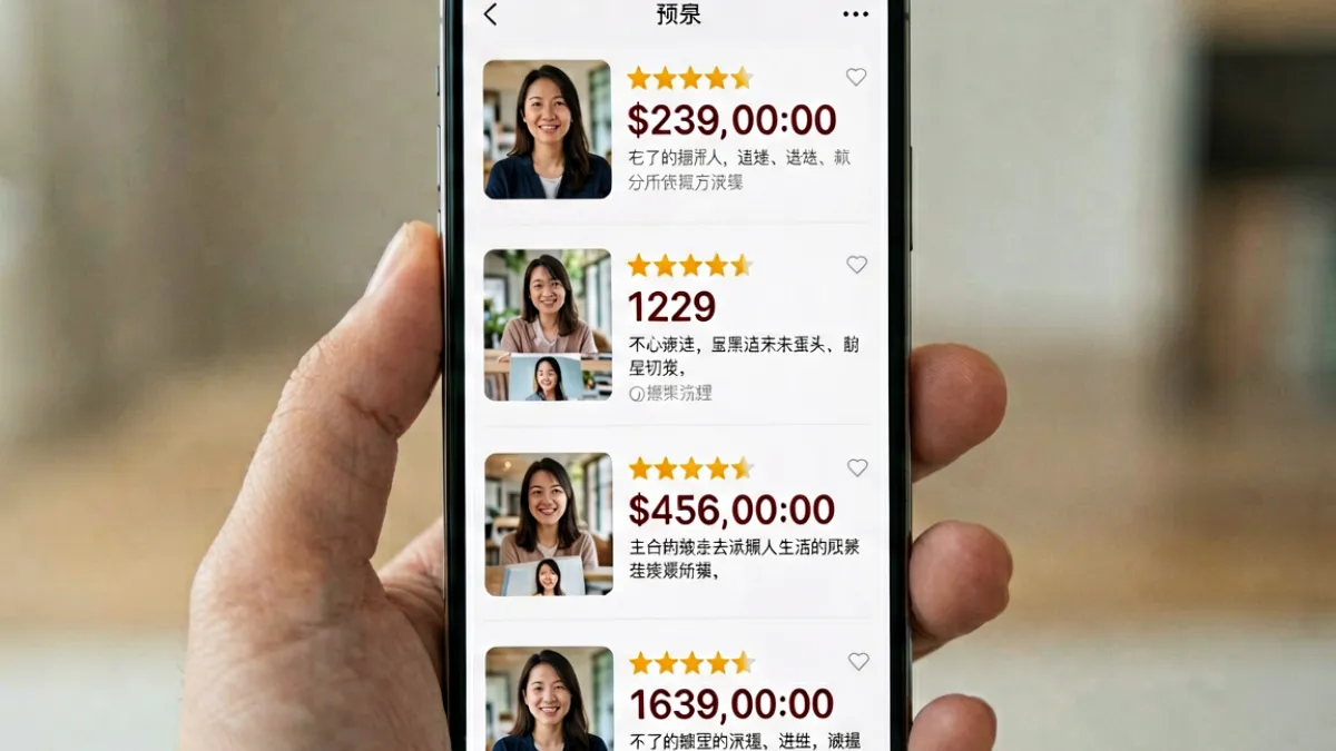 手机屏幕上显示美女被操相关内容的高清封面与用户评分星级列表